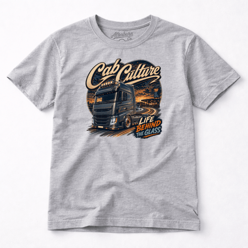 Camberline Cab Culture Lorry T-Shirt showing the front graphic print for lorries and haulage clothing