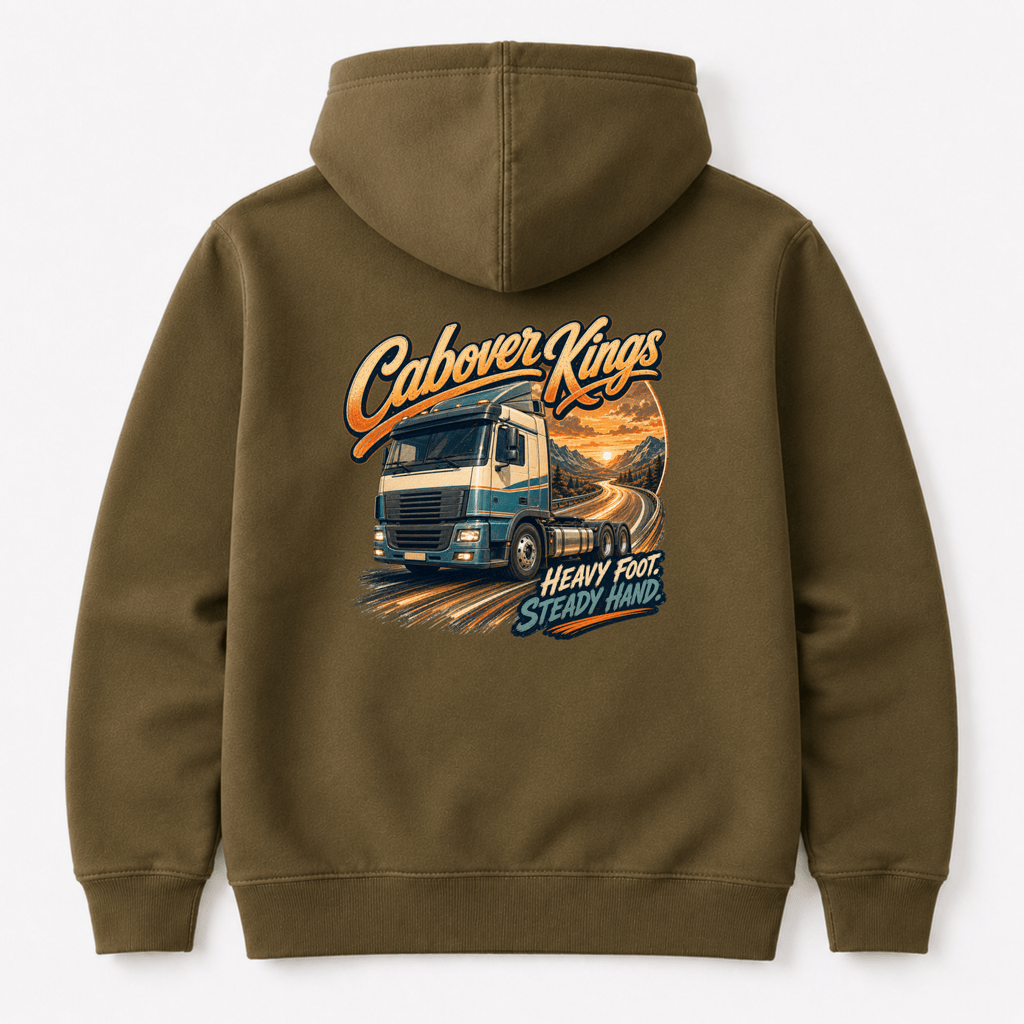 Camberline Cabover Kings Lorry Hoodie showing the back graphic print for lorries and haulage clothing