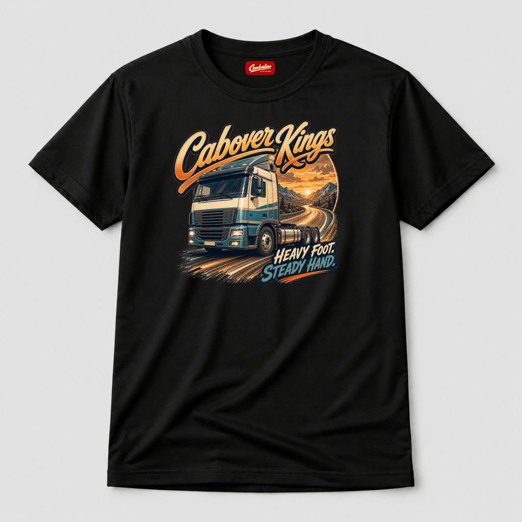 Camberline Cabover Kings Lorry T-Shirt showing the front graphic print for lorries and haulage clothing