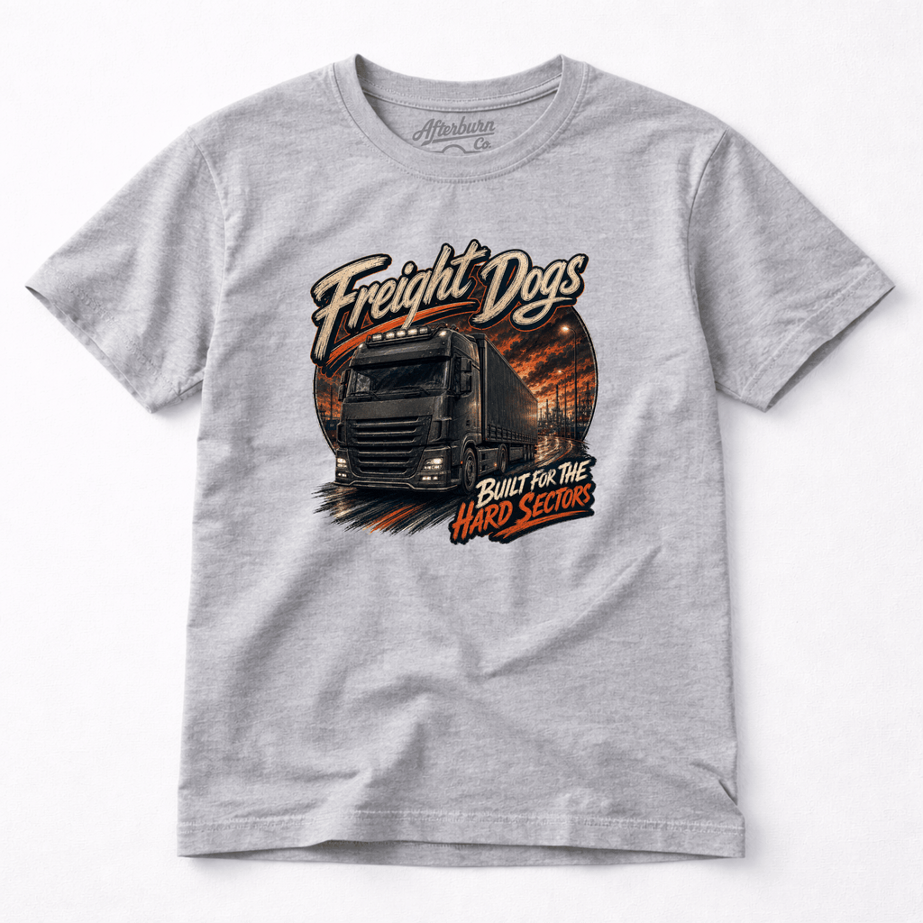 Camberline Freight Dogs T-Shirt showing the front graphic print for lorries and haulage clothing