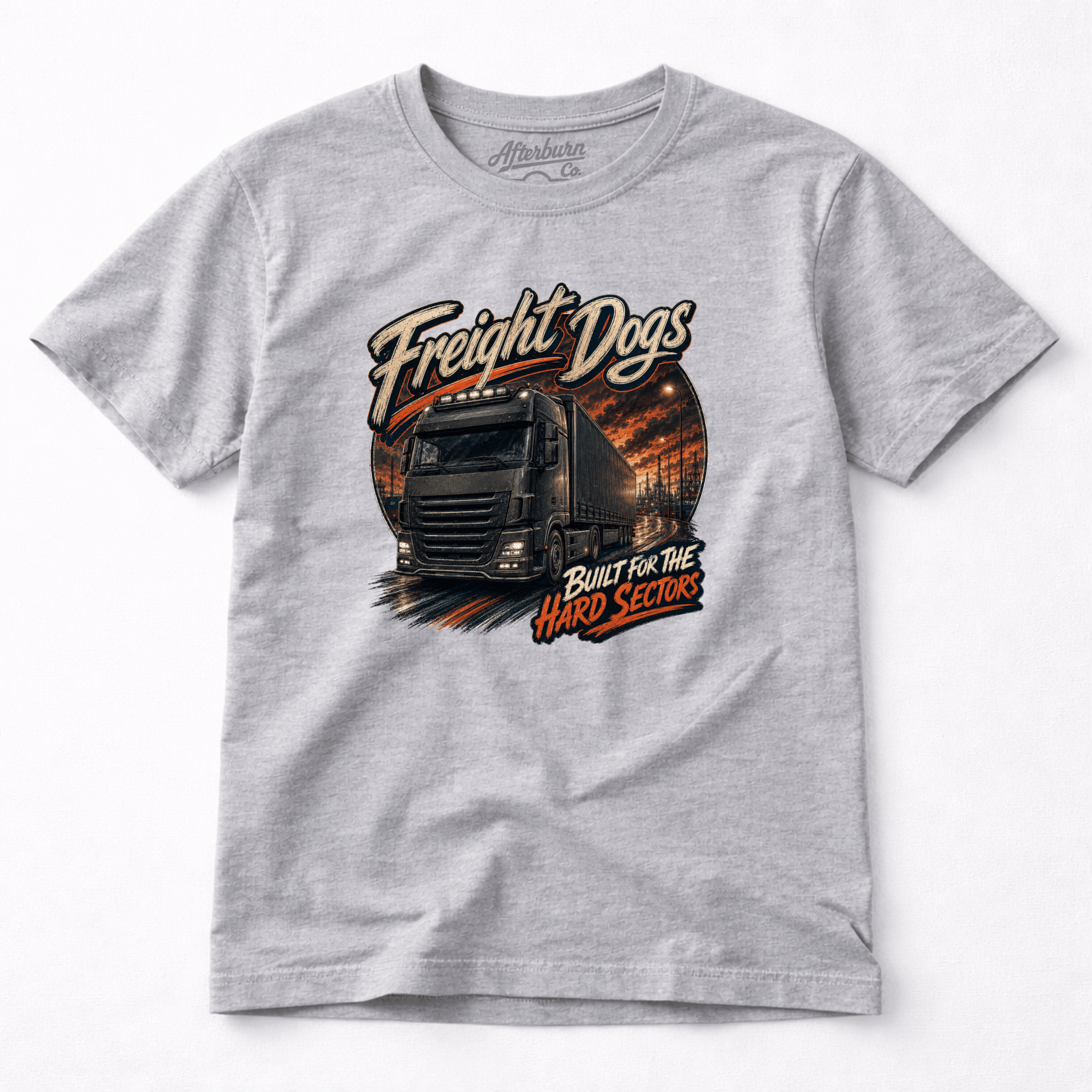 Camberline Freight Dogs T-Shirt showing the front graphic print for lorries and haulage clothing