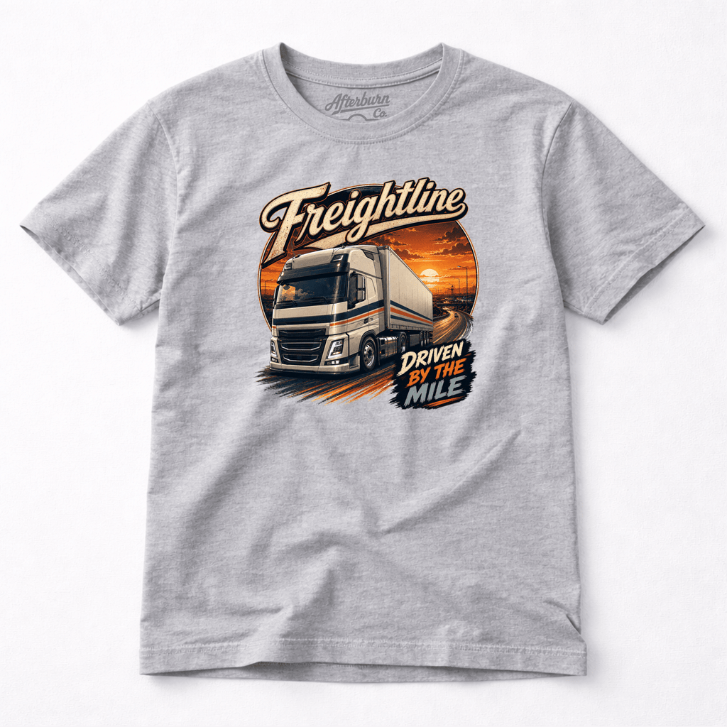 Camberline Freightline Box Truck T-Shirt showing the front graphic print for lorries and haulage clothing