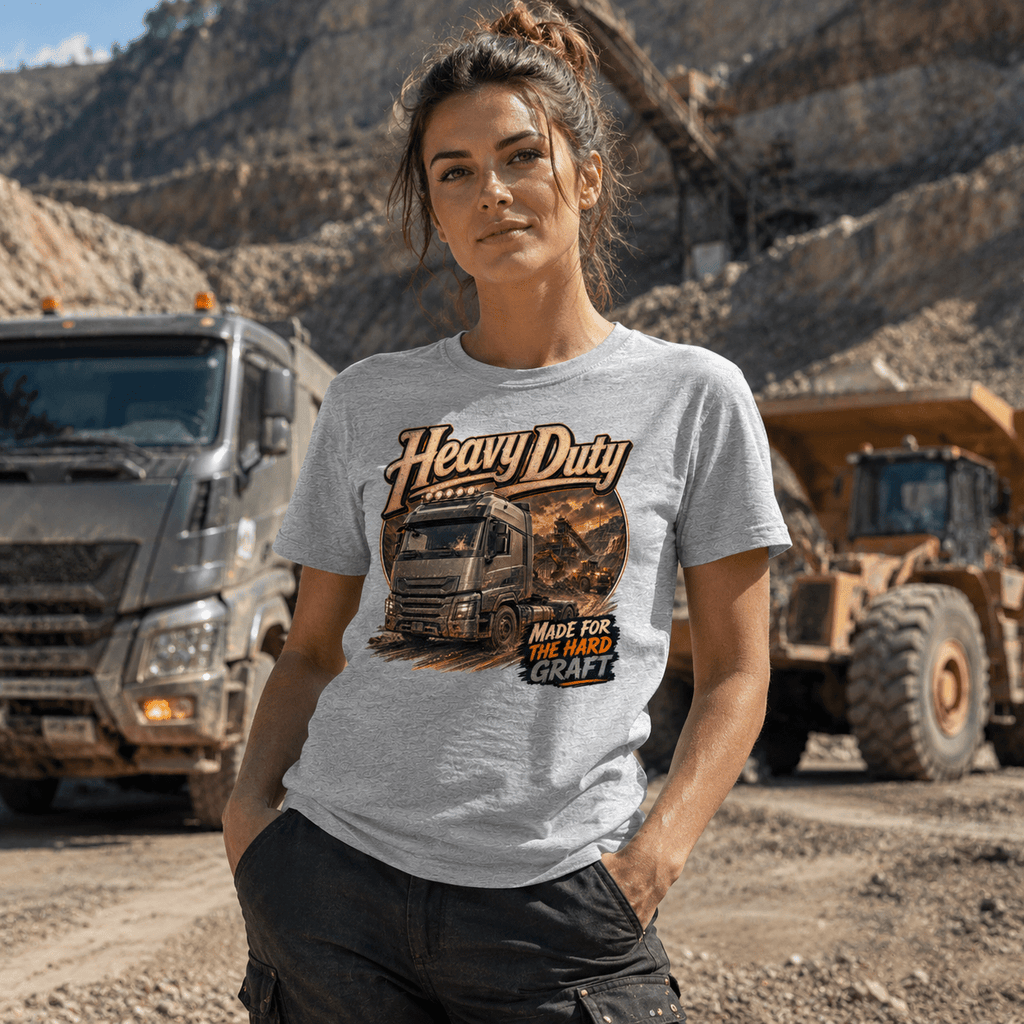 Camberline Heavy Duty Tipper T-Shirt showing the front graphic print for lorries and haulage clothing