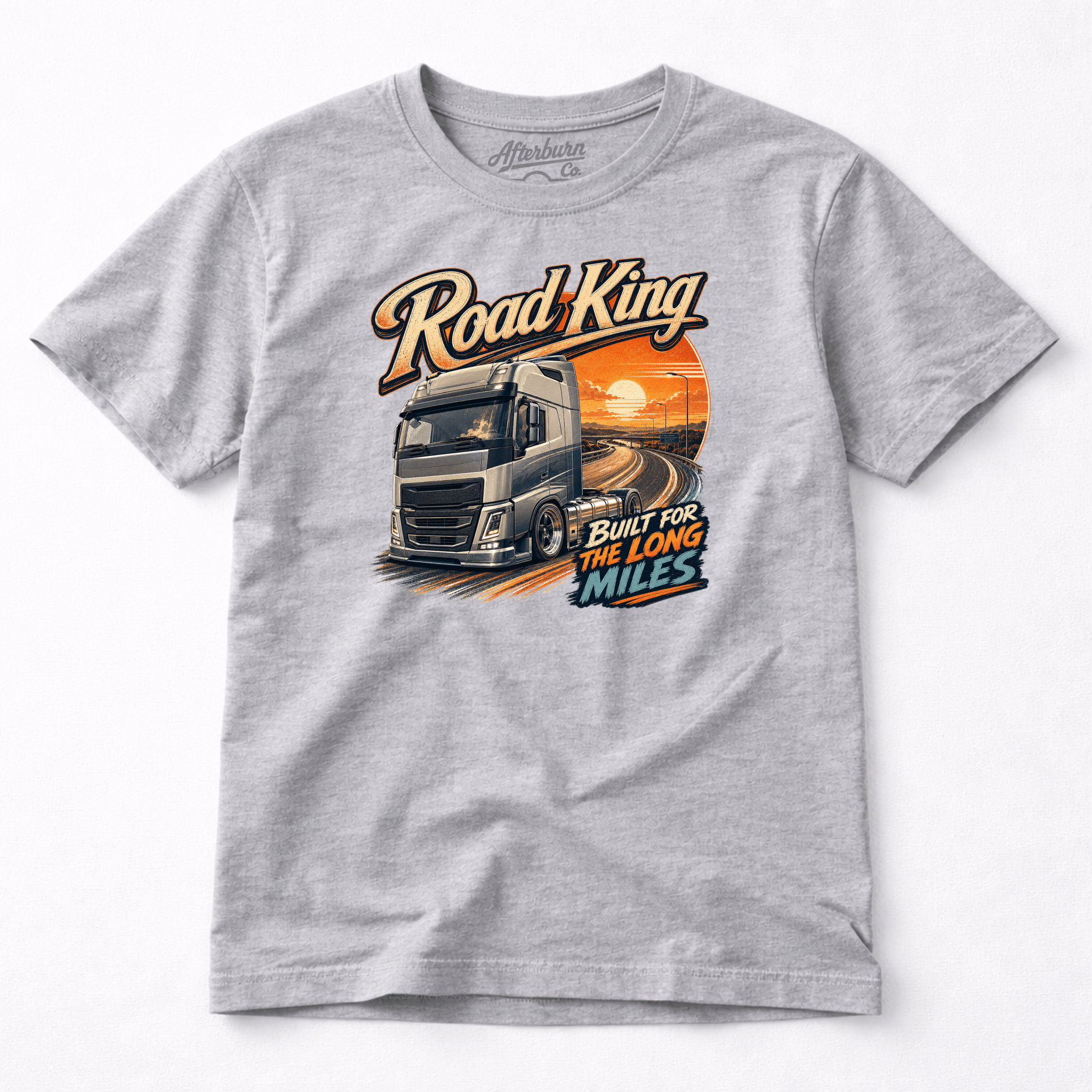 Camberline Road King Lorry T-Shirt showing the front graphic print for lorries and haulage clothing