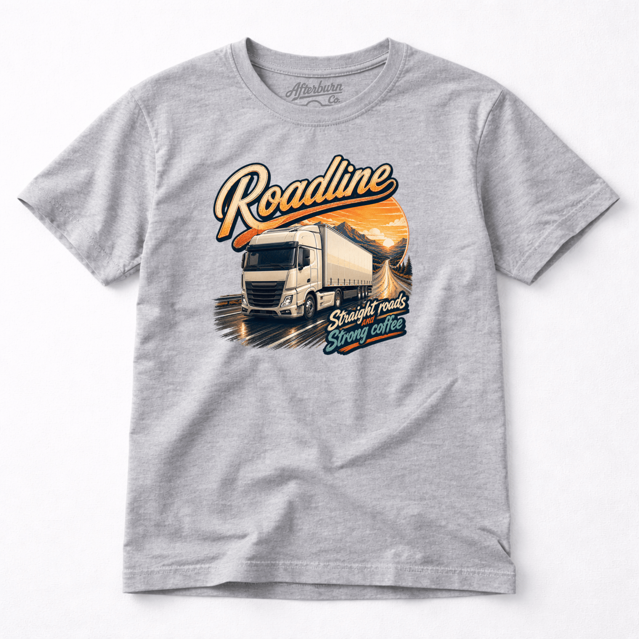 Camberline Roadline Refrigerated Truck T-Shirt showing the front graphic print for lorries and haulage clothing