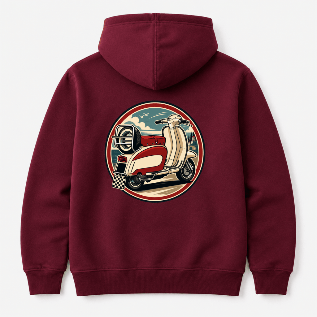 Retro Scooter Coastal Circle hoodie burgundy — Camberline