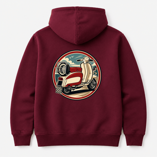 Retro Scooter Coastal Circle hoodie burgundy — Camberline