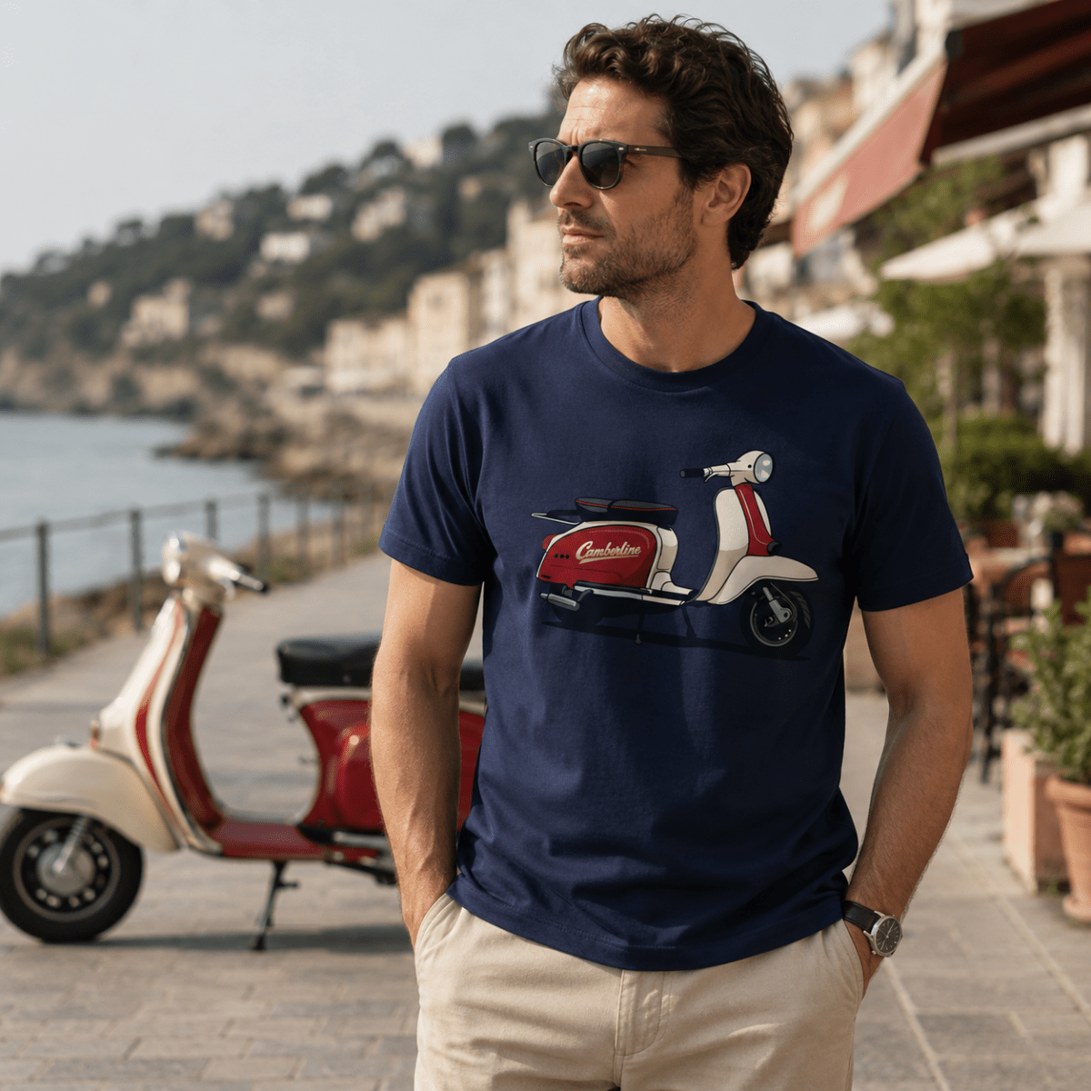 Retro Scooter Mod Graphic t-shirt navy — Camberline