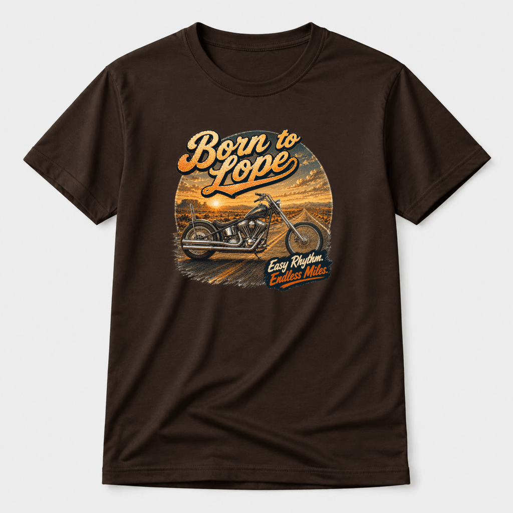 Camberline Born To Lope Custom Chopper T-Shirt showing the front graphic print for riders clothing