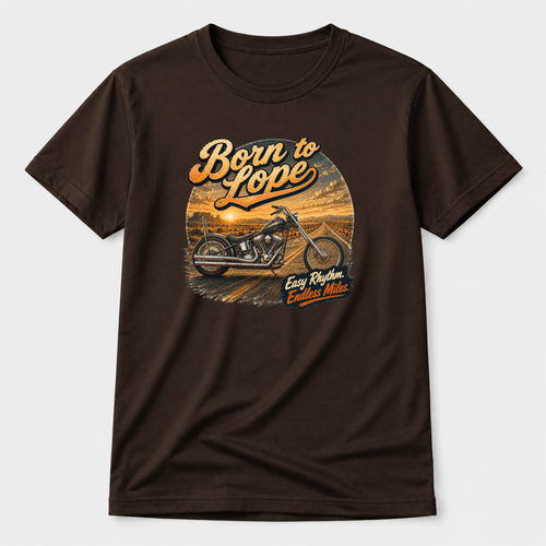 Camberline Born To Lope Custom Chopper T-Shirt showing the front graphic print for riders clothing