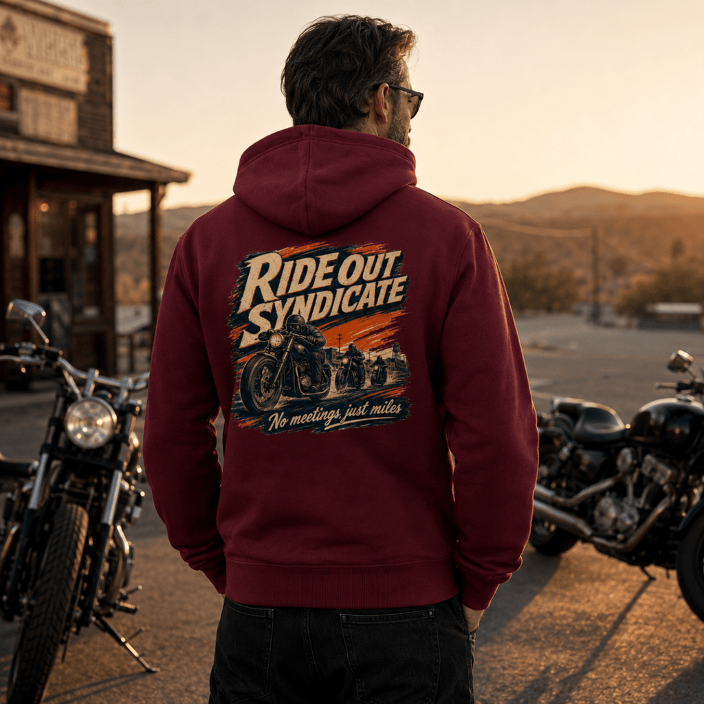 Ride Out Syndicate Motorcycle hoodie burgundy — Camberline
