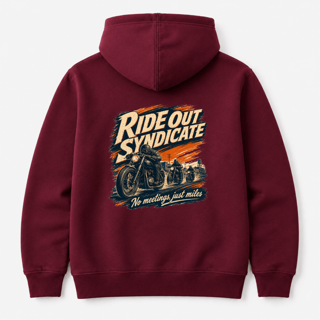 Ride Out Syndicate Motorcycle hoodie burgundy — Camberline