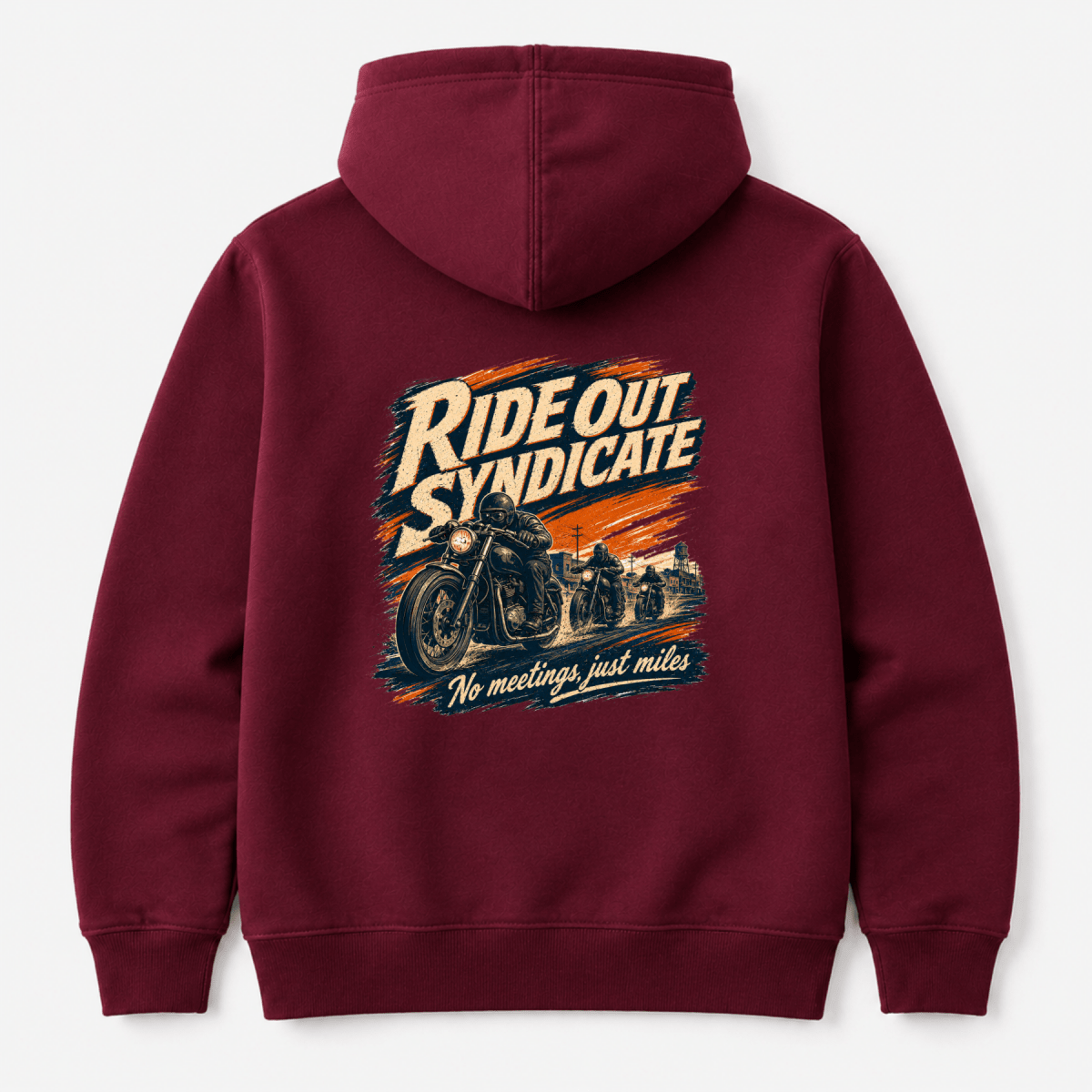Ride Out Syndicate Motorcycle hoodie burgundy — Camberline