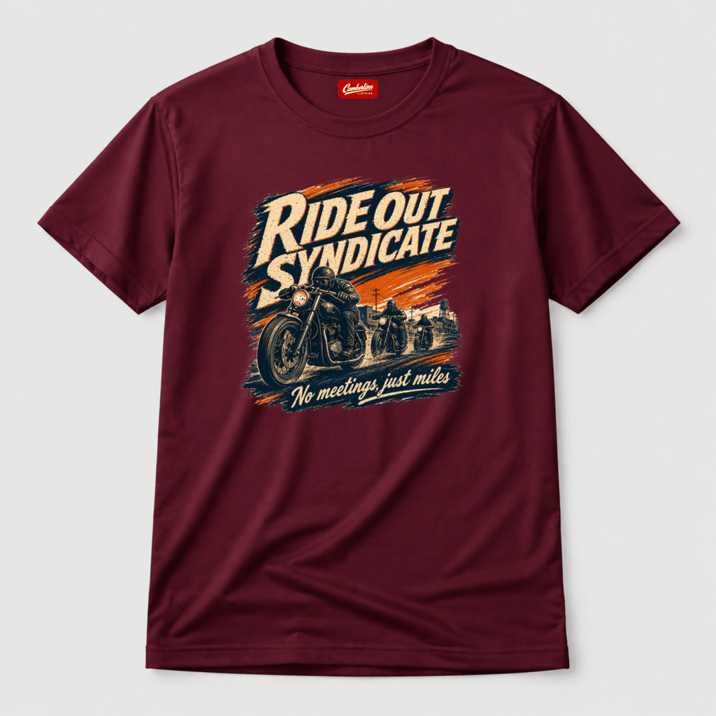Ride Out Syndicate Motorcycle t-shirt burgundy — Camberline