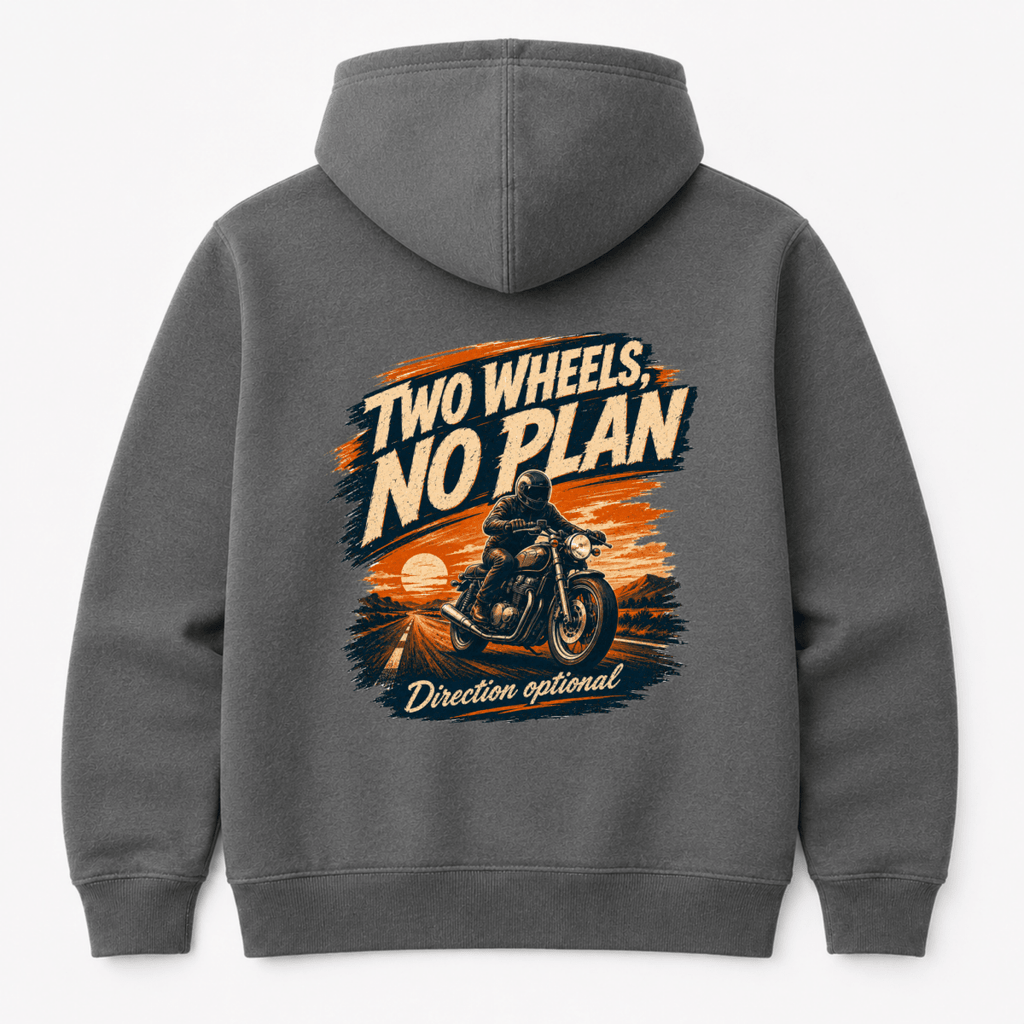 Motorcycle Graphic Hoodie – Two Wheels, No Plan
