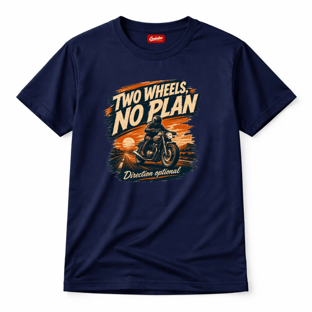 Motorcycle Graphic T-Shirt – Two Wheels, No Plan