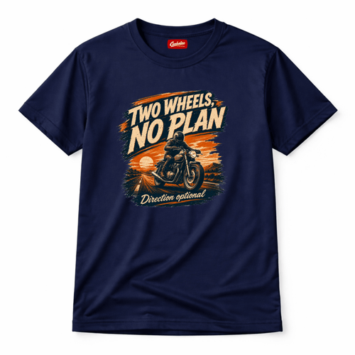 Motorcycle Graphic T-Shirt – Two Wheels, No Plan