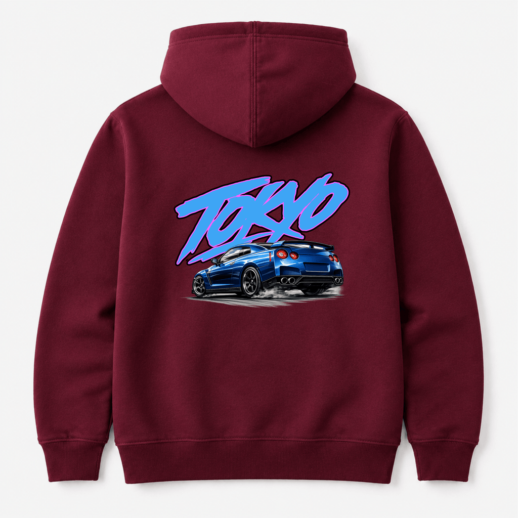 JDM Car Graphic Hoodie – Tokyo Blue Sports Car