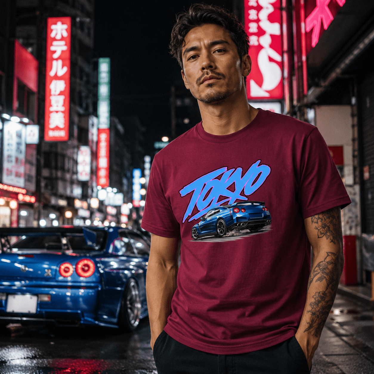 Tokyo Blue JDM Sports Car Graphic T-Shirt
