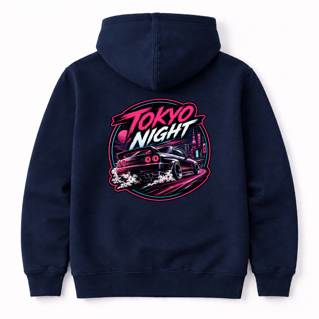 JDM Car Graphic Hoodie – Tokyo Night Drift Car
