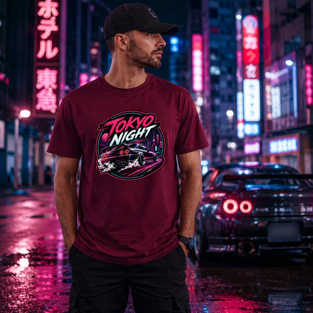JDM Car Graphic T-Shirt – Tokyo Night Sports Car