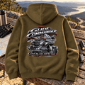 Camberline Touring Motorcycle Graphic Hoodie - Glide Commander Luxury khaki themed garment hero