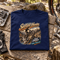 Camberline Trials Bike Graphic T-Shirt - Section Hunter Off Road navy themed garment hero