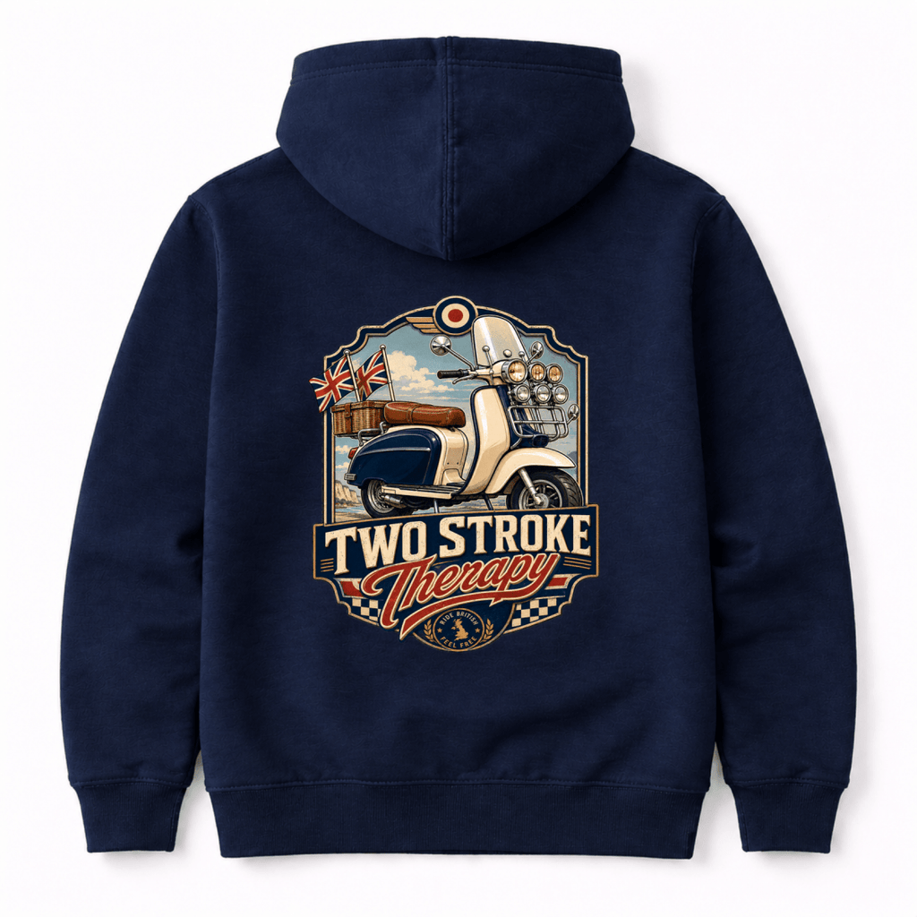 Two Stroke Therapy British Scooter hoodie navy — Camberline