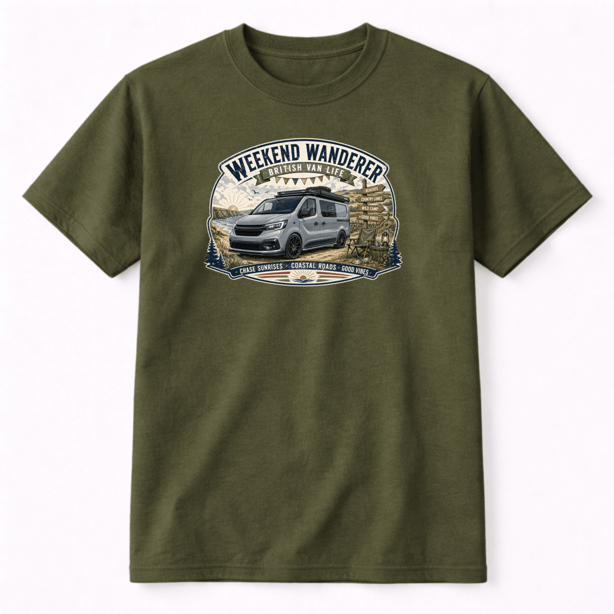 Weekend Wanderer Modern Camper Van Life Graphic T-Shirt