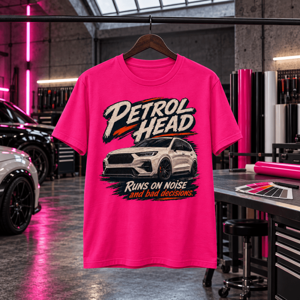 SUV & 4x4 Graphic T-Shirt – Petrol Head in a varied gritty automotive setting