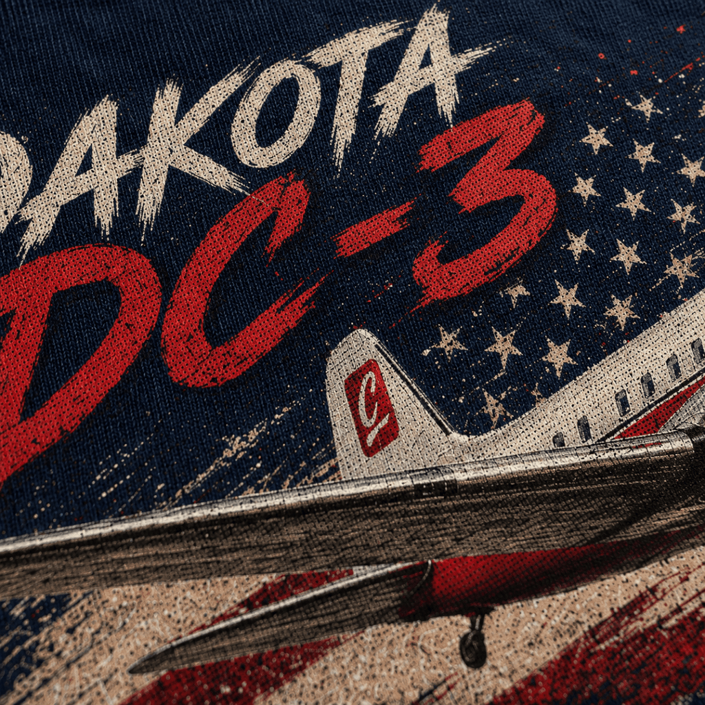 Close-up of Dakota DC-3 vintage aircraft halftone DTF print