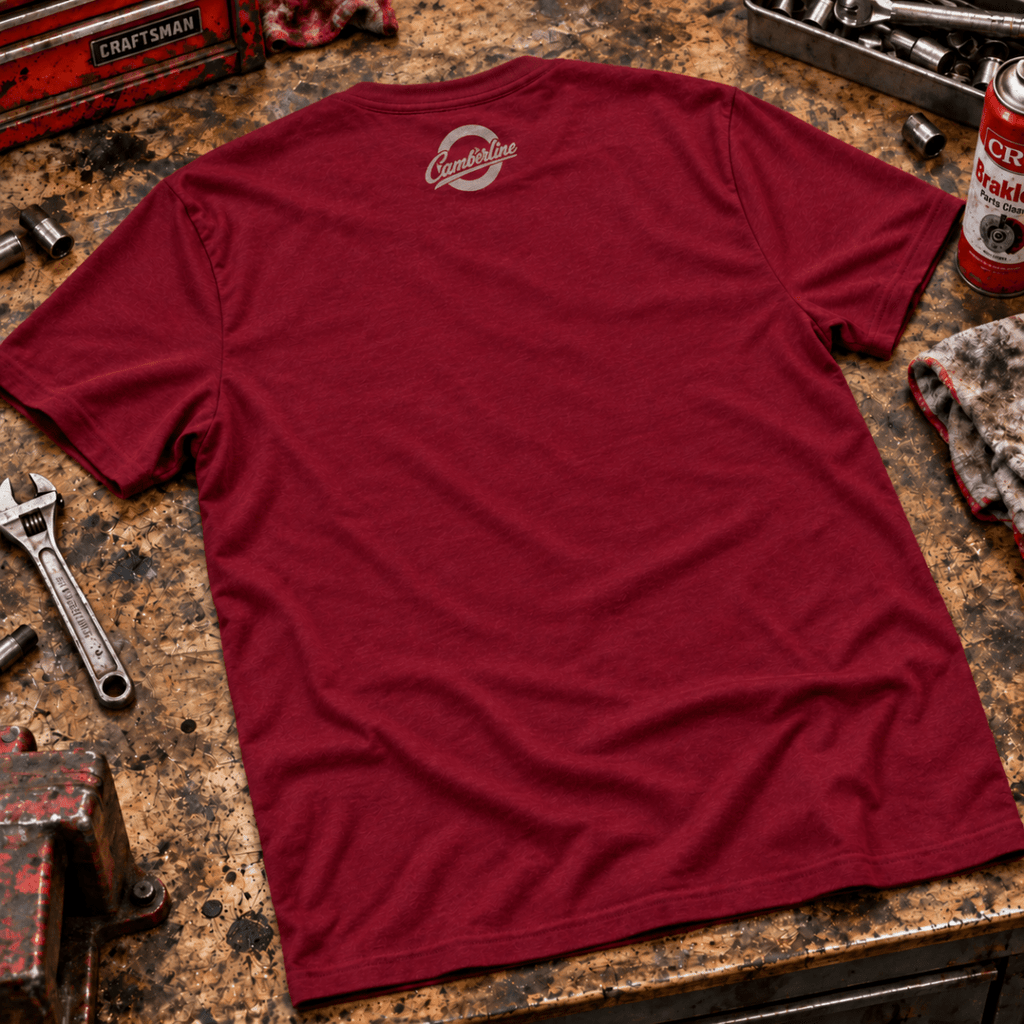 Drive Classic ford escort mk1 t-shirt in burgundy, back garment view – car-ts-0156