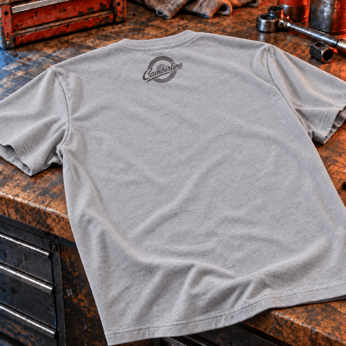 Drive Classics volkswagen beetle t-shirt in sport grey (heather grey), back garment view – car-ts-0155