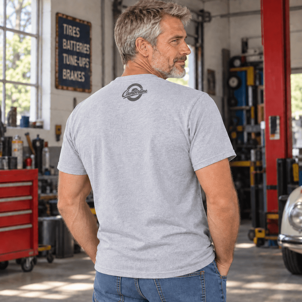 Drive Classics volkswagen beetle t-shirt in sport grey (heather grey), model back – car-ts-0155