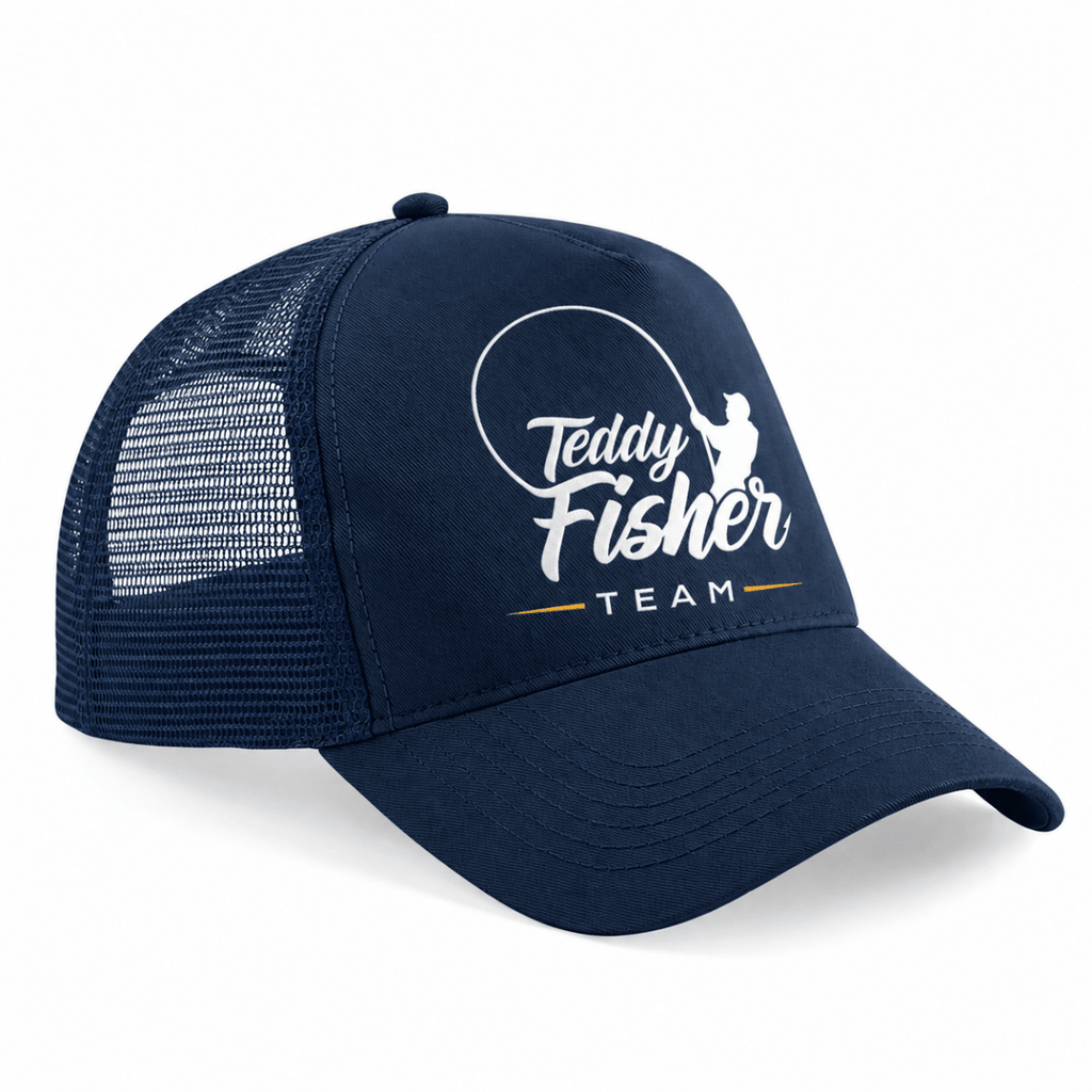 Navy Teddy Fisher Team trucker cap front product view – CLB-TFI-BC640-9999