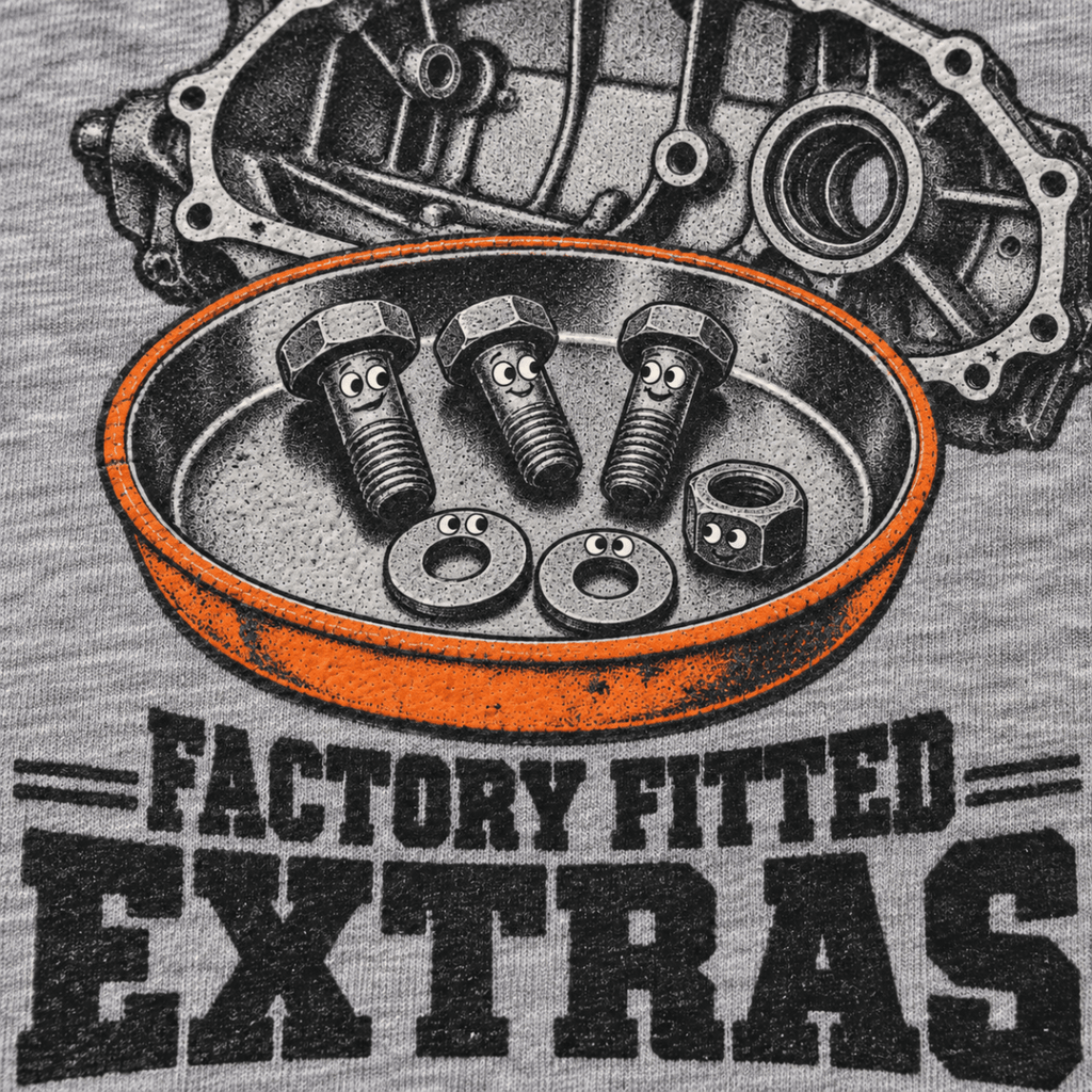 Factory Fitted Extras gearbox mechanic hoodie in sport grey (heather grey), print close-up – car-hd-0804