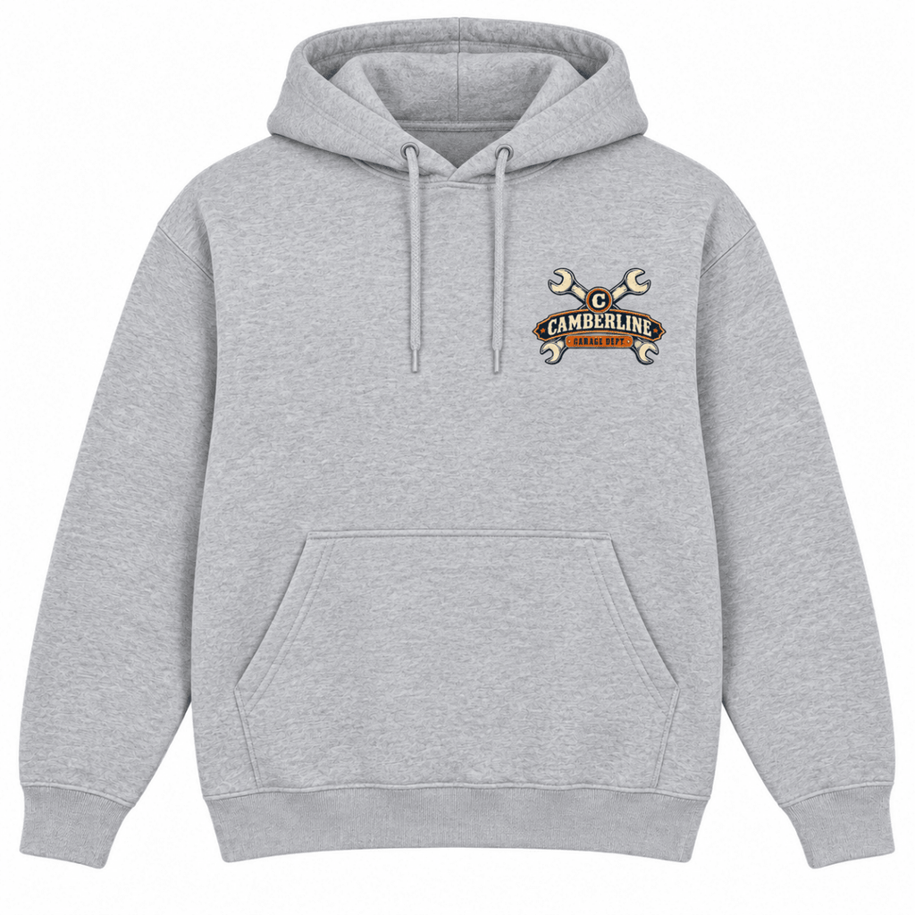 Find Me If You Can 10mm socket mechanic hoodie in sport grey (heather grey), front garment view – car-hd-0801