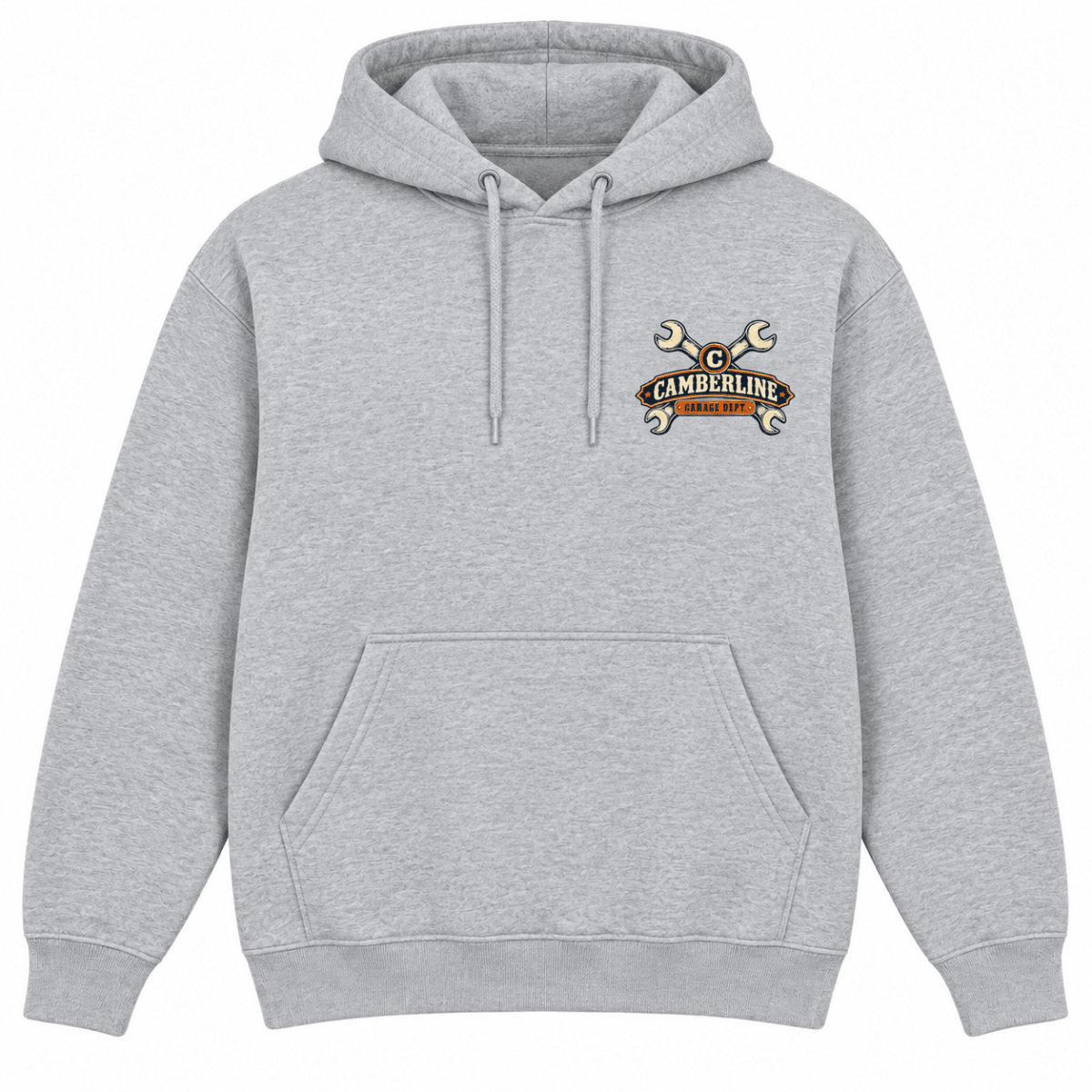 Find Me If You Can 10mm socket mechanic hoodie in sport grey (heather grey), front garment view – car-hd-0801