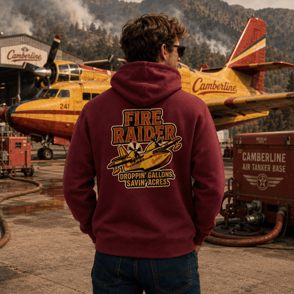 Bomber Aircraft Graphic Hoodie – Fire Raider Water