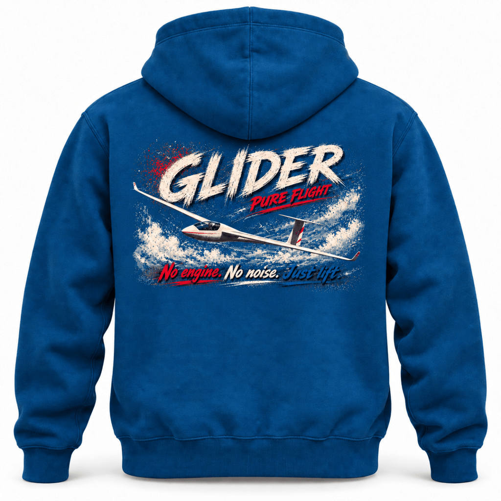 Glider Pure Flight hoodie in Sapphire Blue, basic back product view
