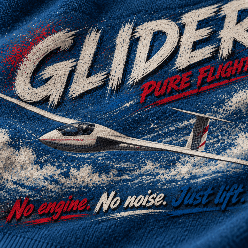 Glider Pure Flight hoodie in Sapphire Blue, close-up of the halftone artwork