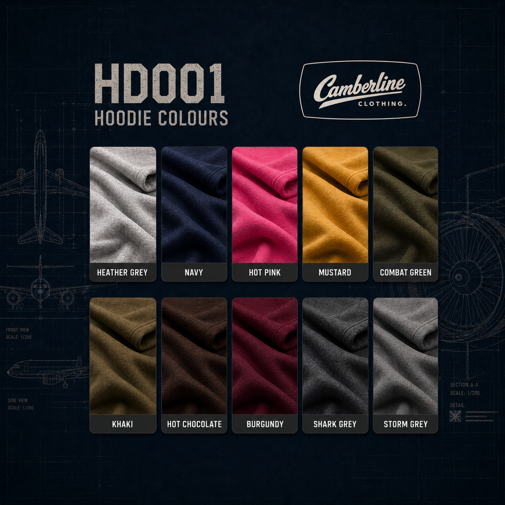 Camberline classic hoodie colour guide