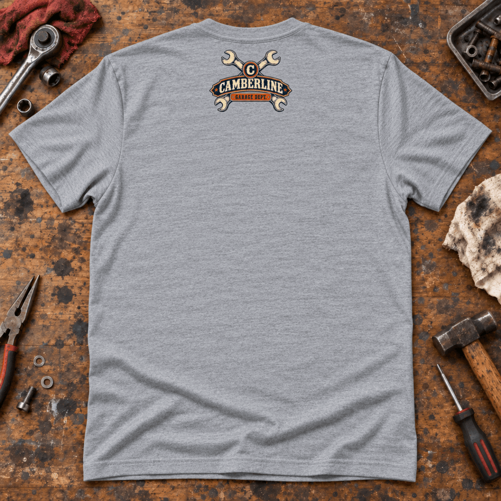 It Was a Five Minute Job classic car mechanic t-shirt in sport grey (heather grey), back garment view – car-ts-0803