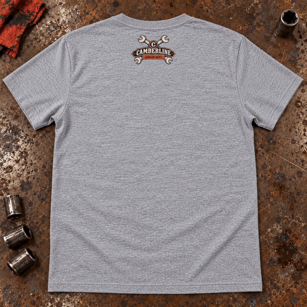 Just One More Ugga Dugga impact wrench mechanic t-shirt in sport grey (heather grey), back garment view – car-ts-0802