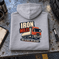 Camberline Iron Miles grey lorry hoodie folded back hero