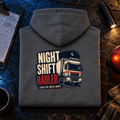 Camberline Night Shift Hauler charcoal lorry hoodie folded back hero