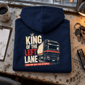 Camberline King of the Left Lane navy lorry hoodie folded back hero