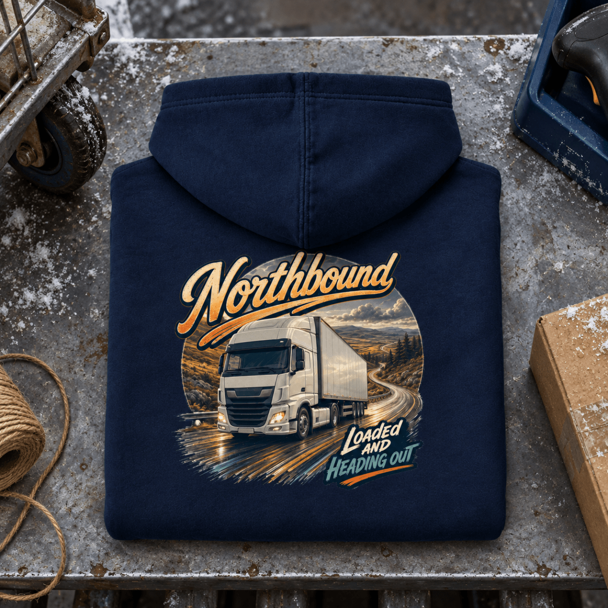 Northbound navy folded-back distribution product hero