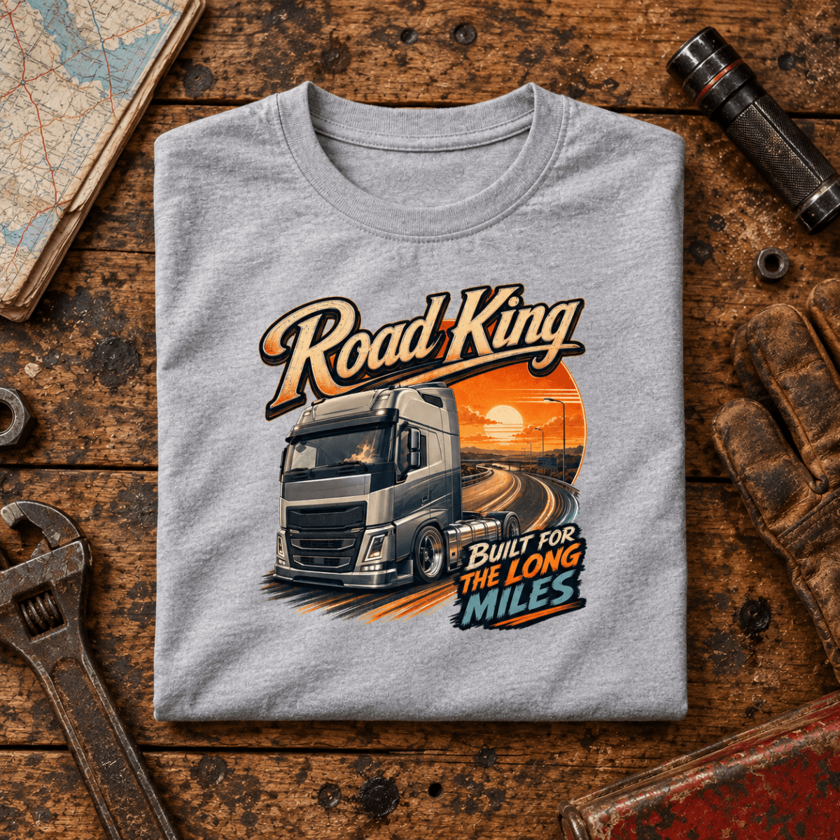 Camberline Road King grey T-shirt folded front hero