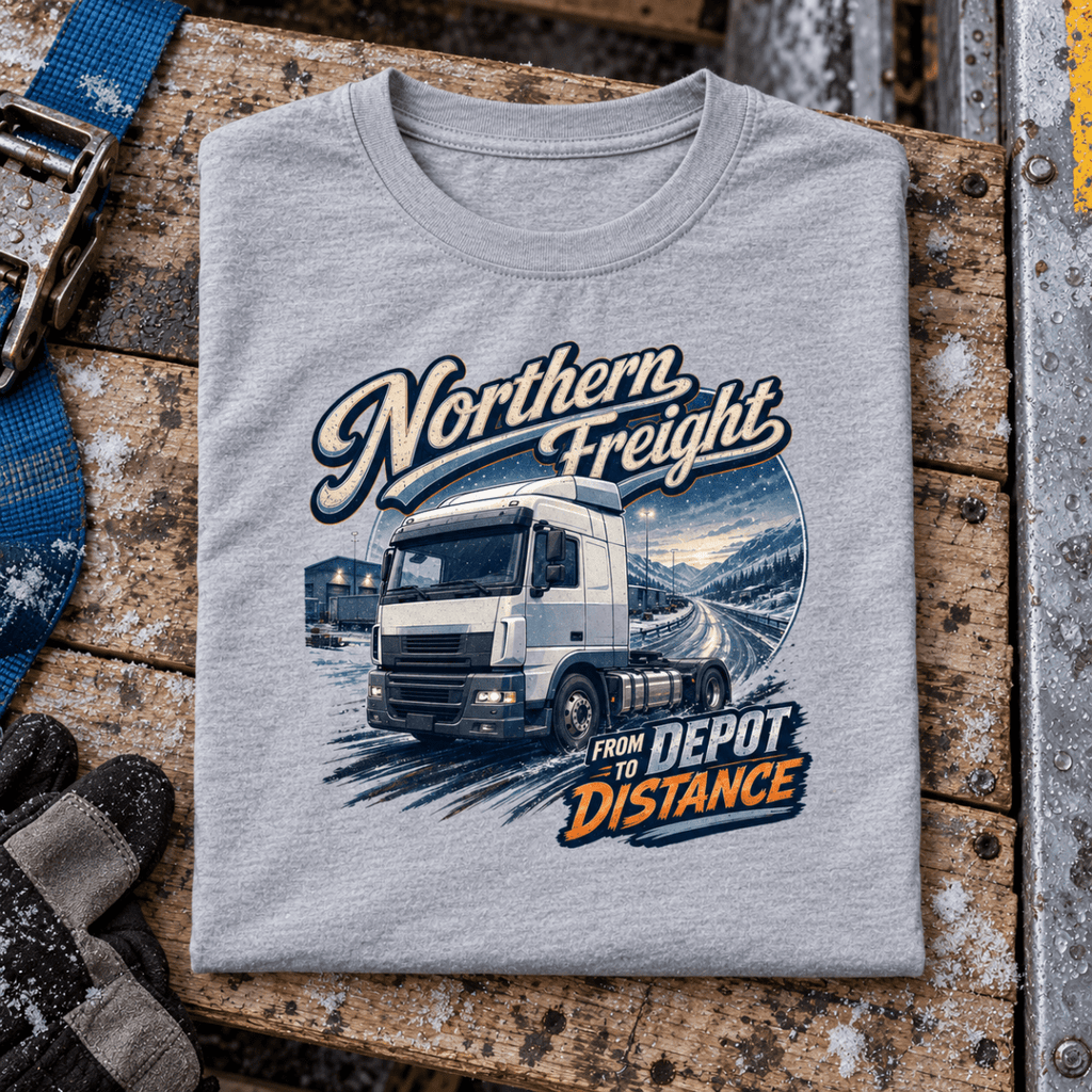 Camberline Northern Freight grey lorry T-shirt folded front hero